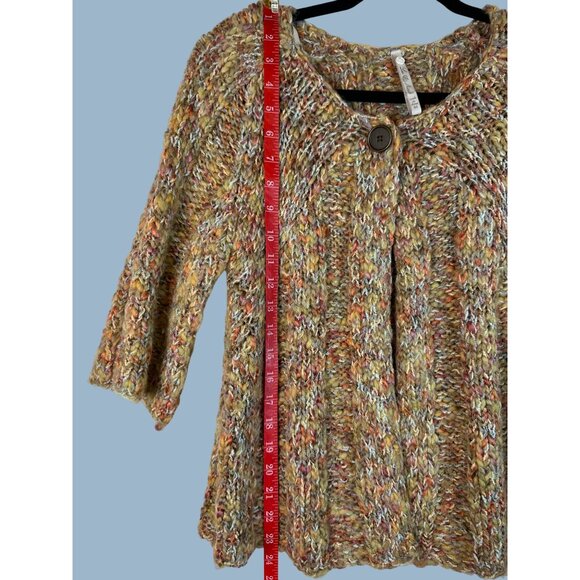 Multicolor Cardigan Cape Sweater Women Size M Leo & Nicole Chunky Wool Blend - Picture 13 of 14